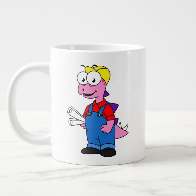 Illustration eines Bauarbeiters für Stegosaurus. Jumbo-Tasse (Links)