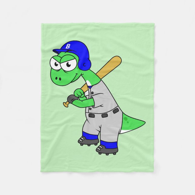 Illustration eines Brontosaurus Baseball-Spielers. Fleecedecke (Vorderseite)