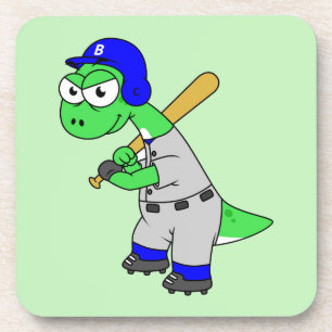 Illustration eines Brontosaurus Baseball-Spielers. Getränkeuntersetzer