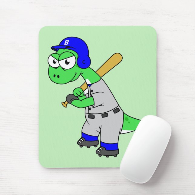 Illustration eines Brontosaurus Baseball-Spielers. Mousepad (Mit Mouse)