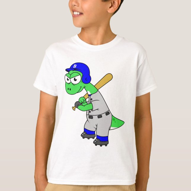 Illustration eines Brontosaurus Baseball-Spielers. T-Shirt (Vorderseite)