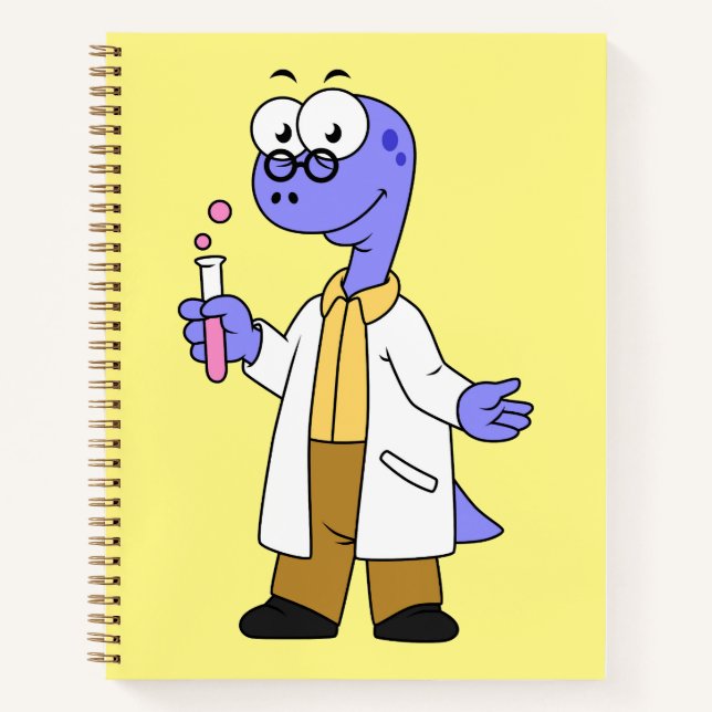 Illustration eines Brontosaurus-Chemisten. Notizbuch (Vorderseite)