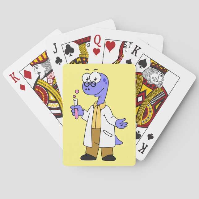 Illustration eines Brontosaurus-Chemisten. Spielkarten (Rückseite)