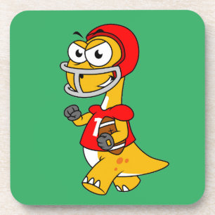 Illustration eines Brontosaurus, der Fußball spiel Getränkeuntersetzer