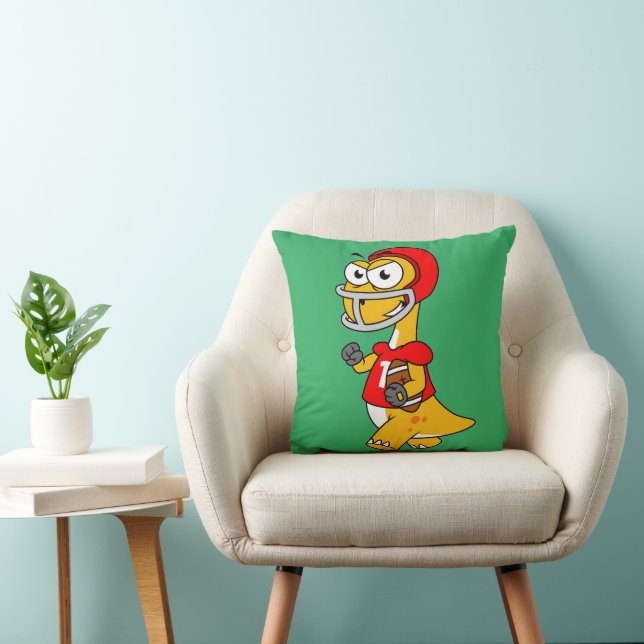 Illustration eines Brontosaurus, der Fußball spiel Kissen (Stuhl )