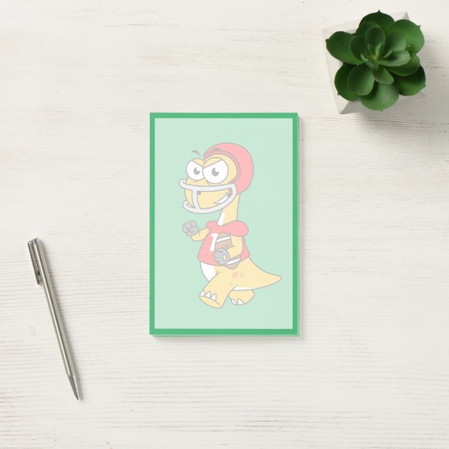 Illustration eines Brontosaurus, der Fußball spiel Post-it Klebezettel (Büro)