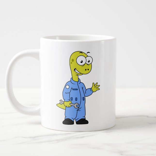 Illustration eines Brontosaurus-Mechanismus. Jumbo-Tasse (Links)