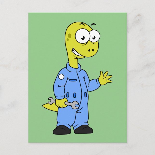 Illustration eines Brontosaurus-Mechanismus. Postkarte (Vorderseite)