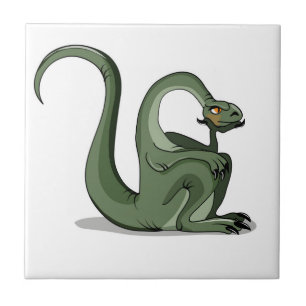 Illustration eines Cartoon Brontosaurus Denken. Fliese
