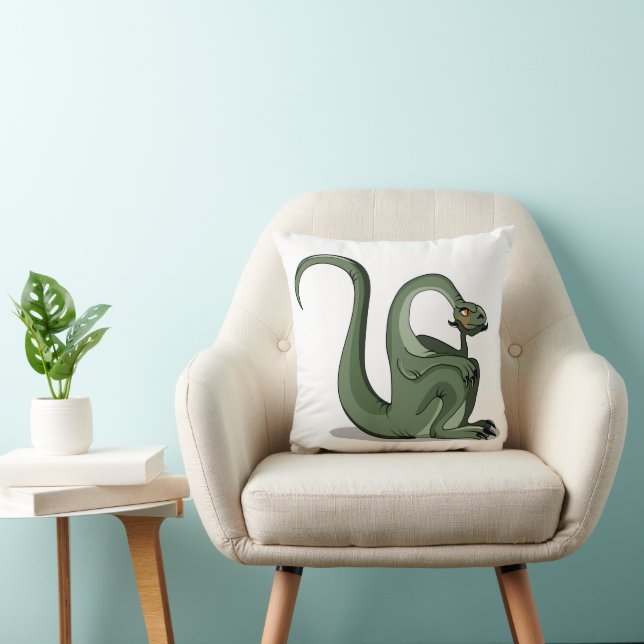 Illustration eines Cartoon Brontosaurus Denken. Kissen (Stuhl )