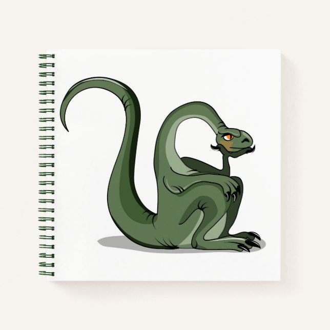 Illustration eines Cartoon Brontosaurus Denken. Notizbuch (Vorderseite)
