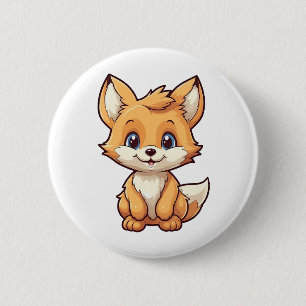 Illustration eines Cartoon-Fuchses Button