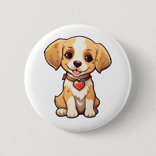 Illustration eines Cartoon-Hundes Button