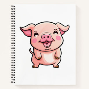 Illustration eines Cartoon-Schweins Notizbuch