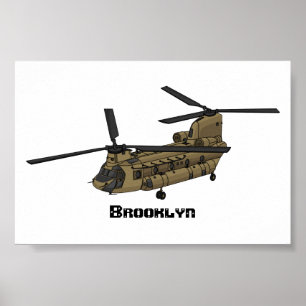 Illustration eines Chinook-Militärhubschraubers Poster