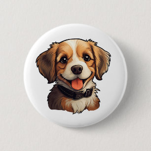 Illustration eines Comic-Hundes Button