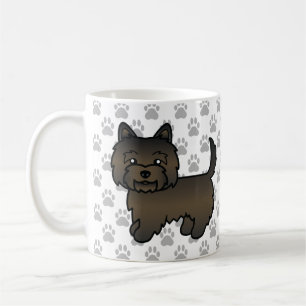 Illustration eines dunklen Cairn Terriers mit Pfot Kaffeetasse