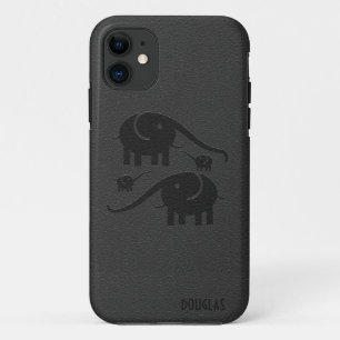 Illustration eines Elefanten im schwarzen Lederloo Case-Mate iPhone Hülle