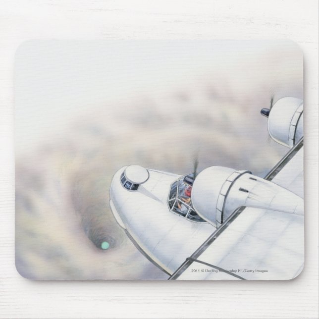 Illustration eines Flugzeugfliegens über Wormhole Mousepad (Vorne)