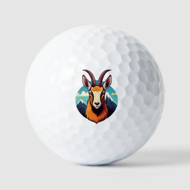 Illustration eines Gämsekopfes Golfball (Vorderseite)