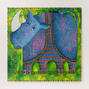 Illustration eines gemusterten Nashorns in Wasserf