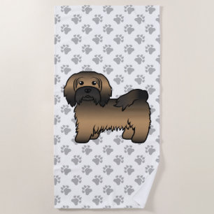Illustration eines gestromten Havanese Cartoon-Hun Strandtuch