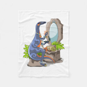 Illustration eines Iguanodon, das das Make-up anbr Fleecedecke