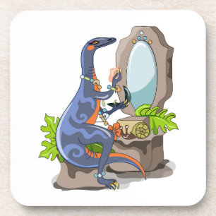 Illustration eines Iguanodon, das das Make-up anbr Getränkeuntersetzer