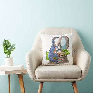 Illustration eines Iguanodon, das das Make-up anbr Kissen