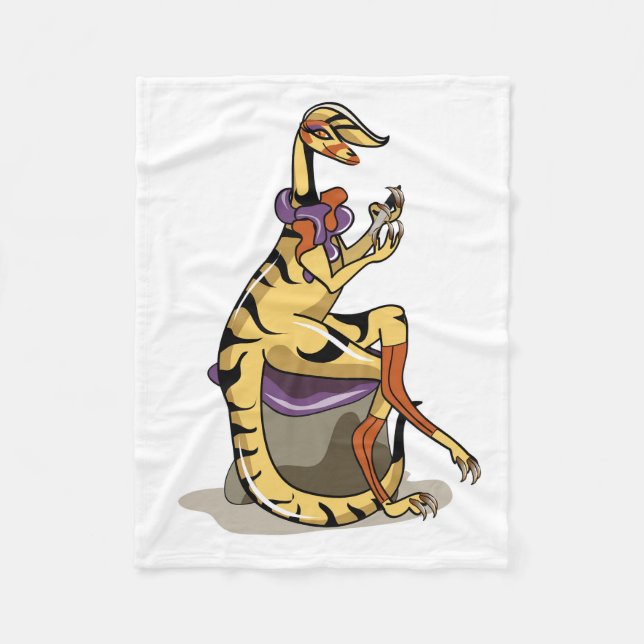 Illustration eines Iguanodon, der ihre Nägel polie Fleecedecke (Vorderseite)