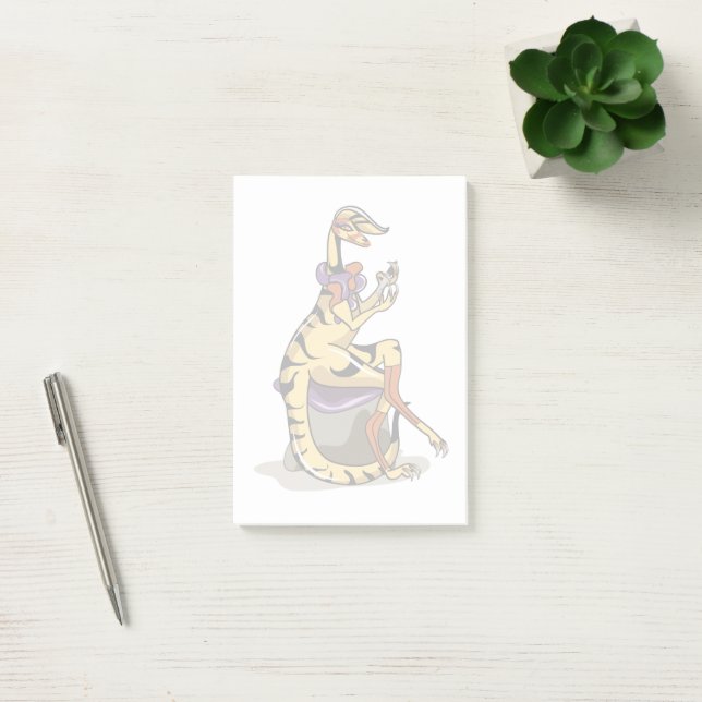 Illustration eines Iguanodon, der ihre Nägel polie Post-it Klebezettel (Büro)