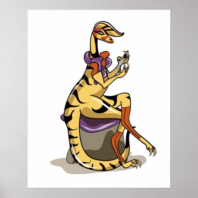 Illustration eines Iguanodon, der ihre Nägel polie Poster (Vorne)