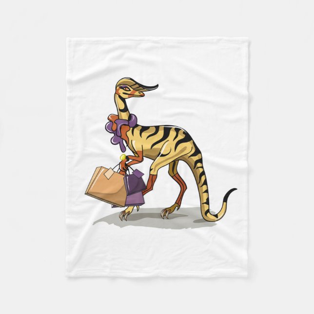 Illustration eines Iguanodon mit Einkaufstaschen. Fleecedecke (Vorderseite)