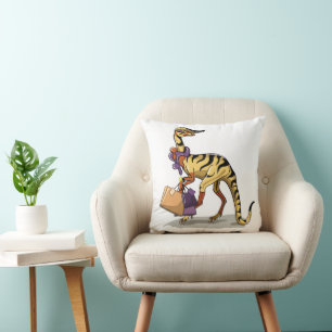 Illustration eines Iguanodon mit Einkaufstaschen. Kissen