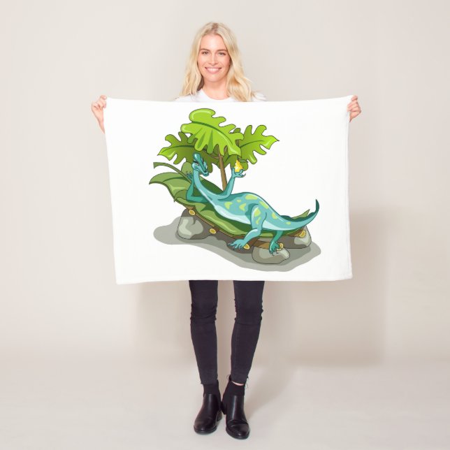 Illustration eines Iguanodon-Sonnenbades. Fleecedecke (Beispiel)