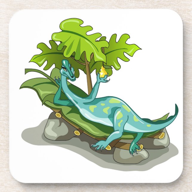 Illustration eines Iguanodon-Sonnenbades. Getränkeuntersetzer (Vorderseite)