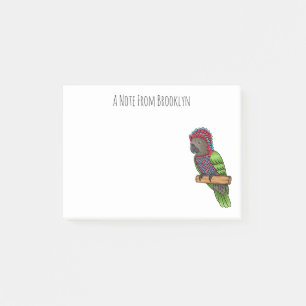 Illustration eines Karikaturvogels mit Habichtskop Post-it Klebezettel