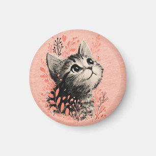 Illustration eines Kätzchens mit zarten botanische Magnet