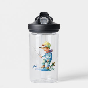 Illustration eines kleinen Jungen beim Angeln, per Trinkflasche