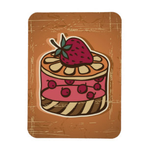 Illustration eines Kuchens im Retro-Stil Magnet