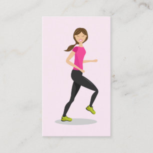 Illustration eines laufenden Mädchens Pink Persona Visitenkarte