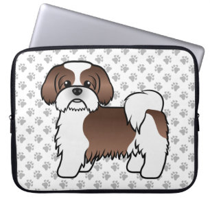 Illustration eines Leber-Weiß-Shih-Tzus als Cartoo Laptopschutzhülle