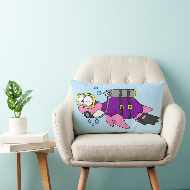 Illustration eines Loch Ness Monster Scuba Divers. Lendenkissen (Stuhl )