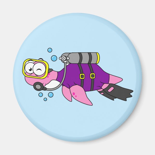 Illustration eines Loch Ness Monster Scuba Divers. Magnet (Vorne)