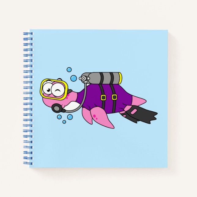 Illustration eines Loch Ness Monster Scuba Divers. Notizbuch (Vorderseite)