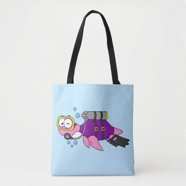 Illustration eines Loch Ness Monster Scuba Divers. Tasche (Vorderseite)