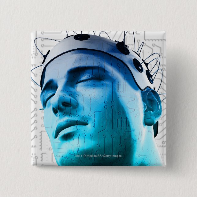 Illustration eines Mannes, der eine Kappe der Button (Vorderseite)