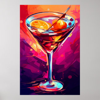 Illustration eines Martini ArtPrint Poster