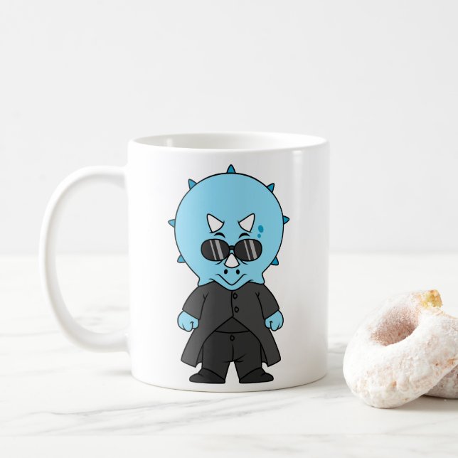 Illustration eines Matrix-Triceratops. Kaffeetasse (Mit Donut)