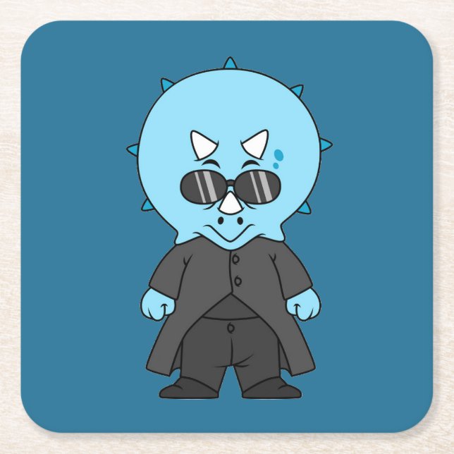 Illustration eines Matrix-Triceratops. Rechteckiger Pappuntersetzer (Vorderseite)